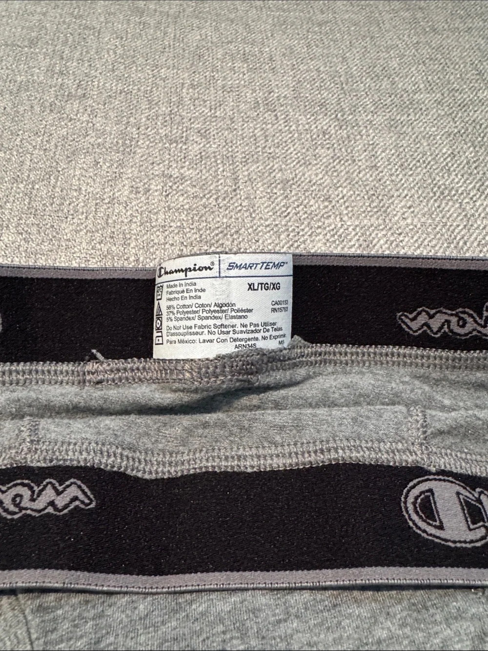 Champion Gray Men's Cotton-Blend Boxer Briefs with Logo Waistband
